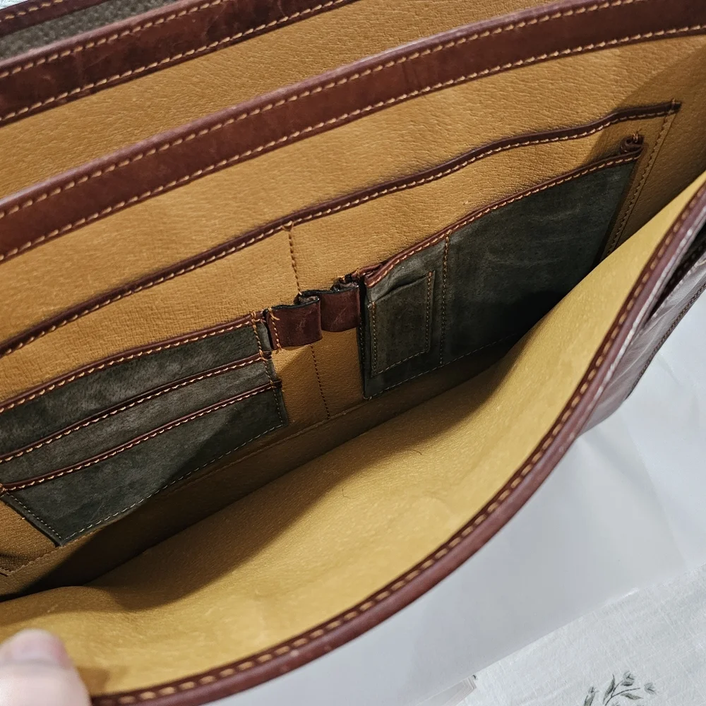Tony Perotti Italian Leather Briefcase Cognac Brown | Full-Grain Patina